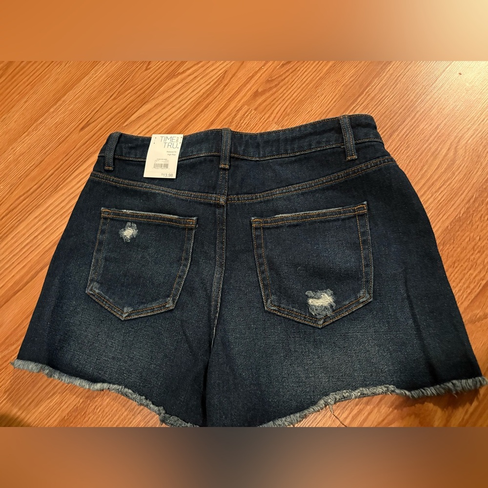 Time and Tru Dark Blue Distressed Jean Shorts - Picture 4 of 5